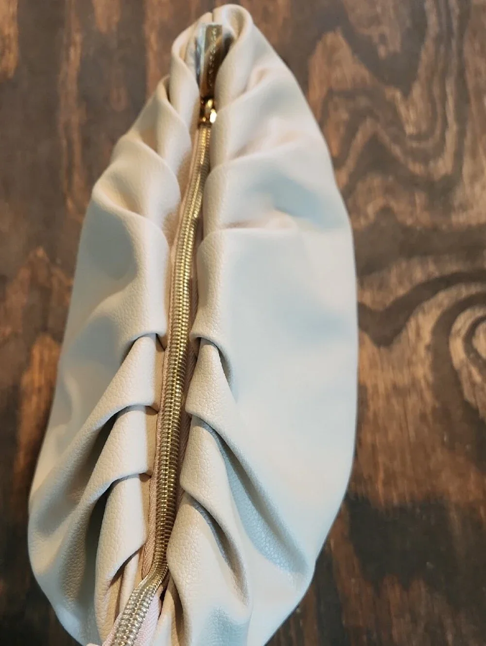 Moroccanoil Cream Ruched Cosmetic Pouch